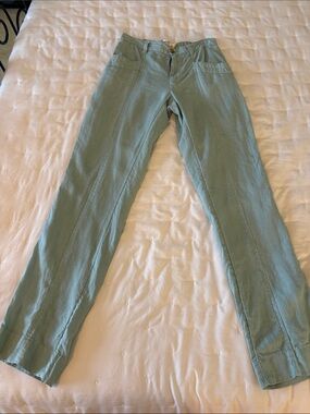 Nicole Miller Aqua Blue Straight-Leg Trousers